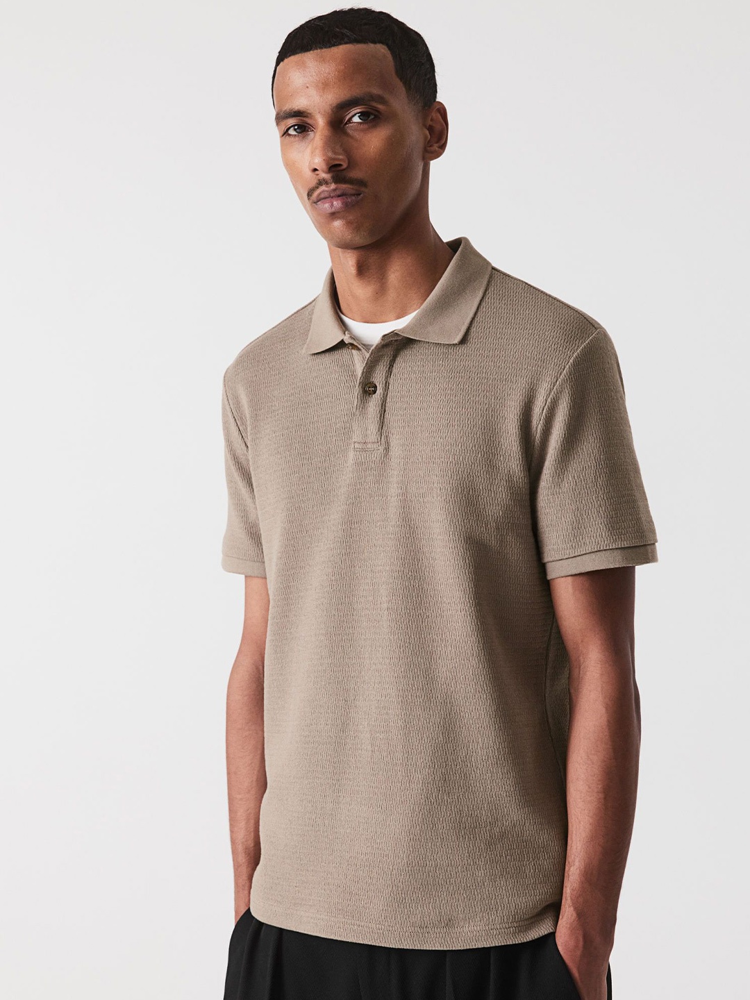 

H&M Slim Fit Polo T-Shirt, Beige