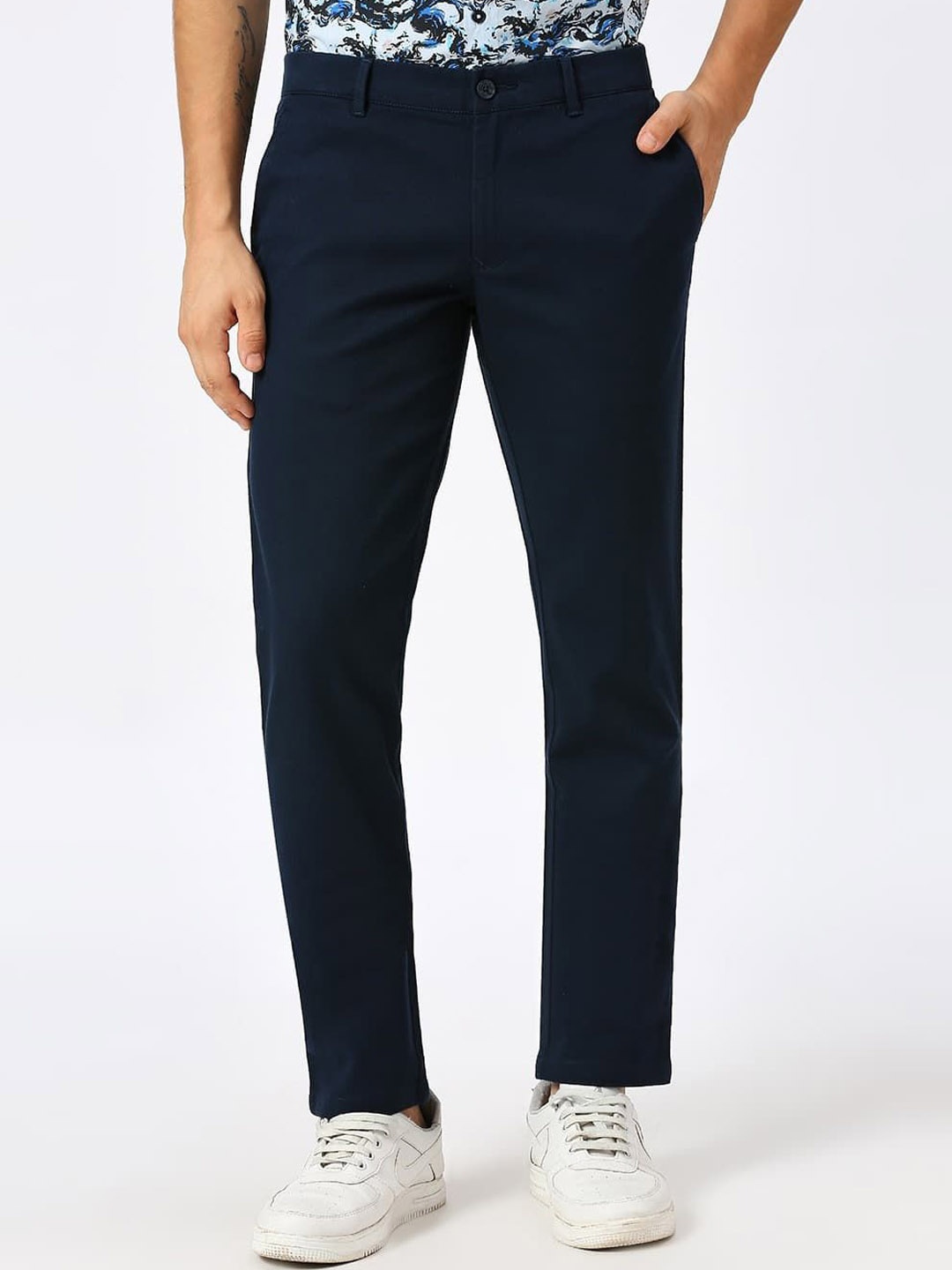 

Basics Men Tapered Fit Trousers, Navy blue