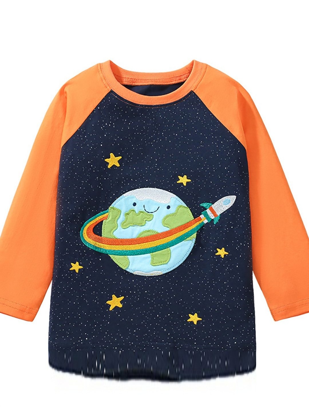 

JC SPARKLE Boys Graphic Printed Applique T-shirt, Navy blue