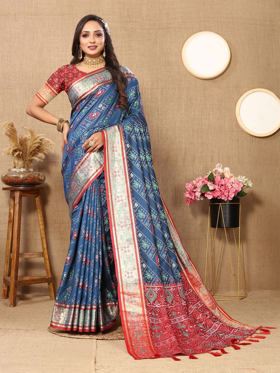 

Anaita Woven Design Zari Patola Saree, Blue