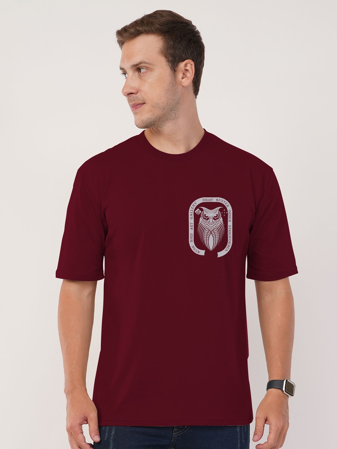 

AUSK Front & Back Printed Half Sleeve Round Neck Tshirt, Maroon