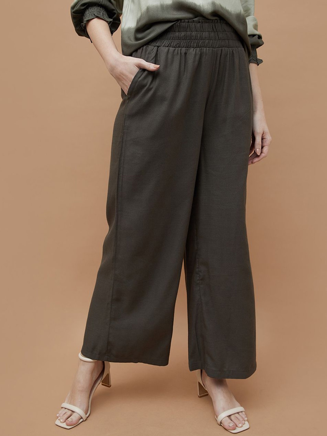

Fame Forever by Lifestyle Women Regular Fit Pleated Trousers, Olive