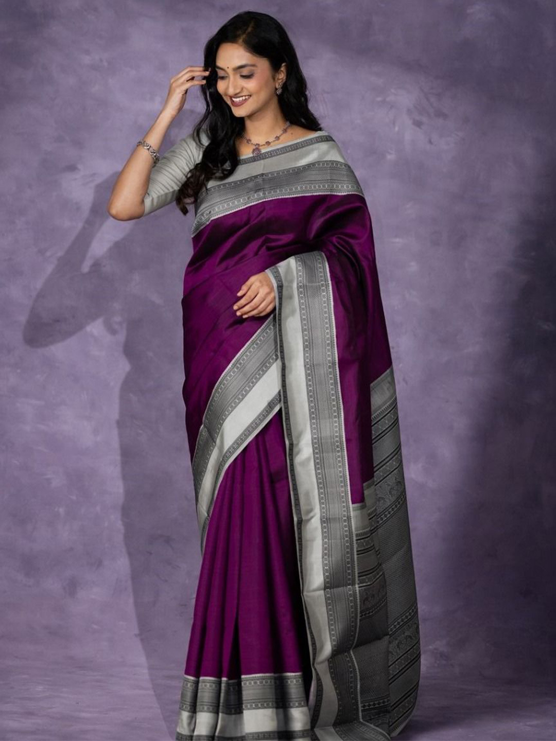 

Visit Wear Woven Design Zari Pure Silk Banarasi Saree, Purple