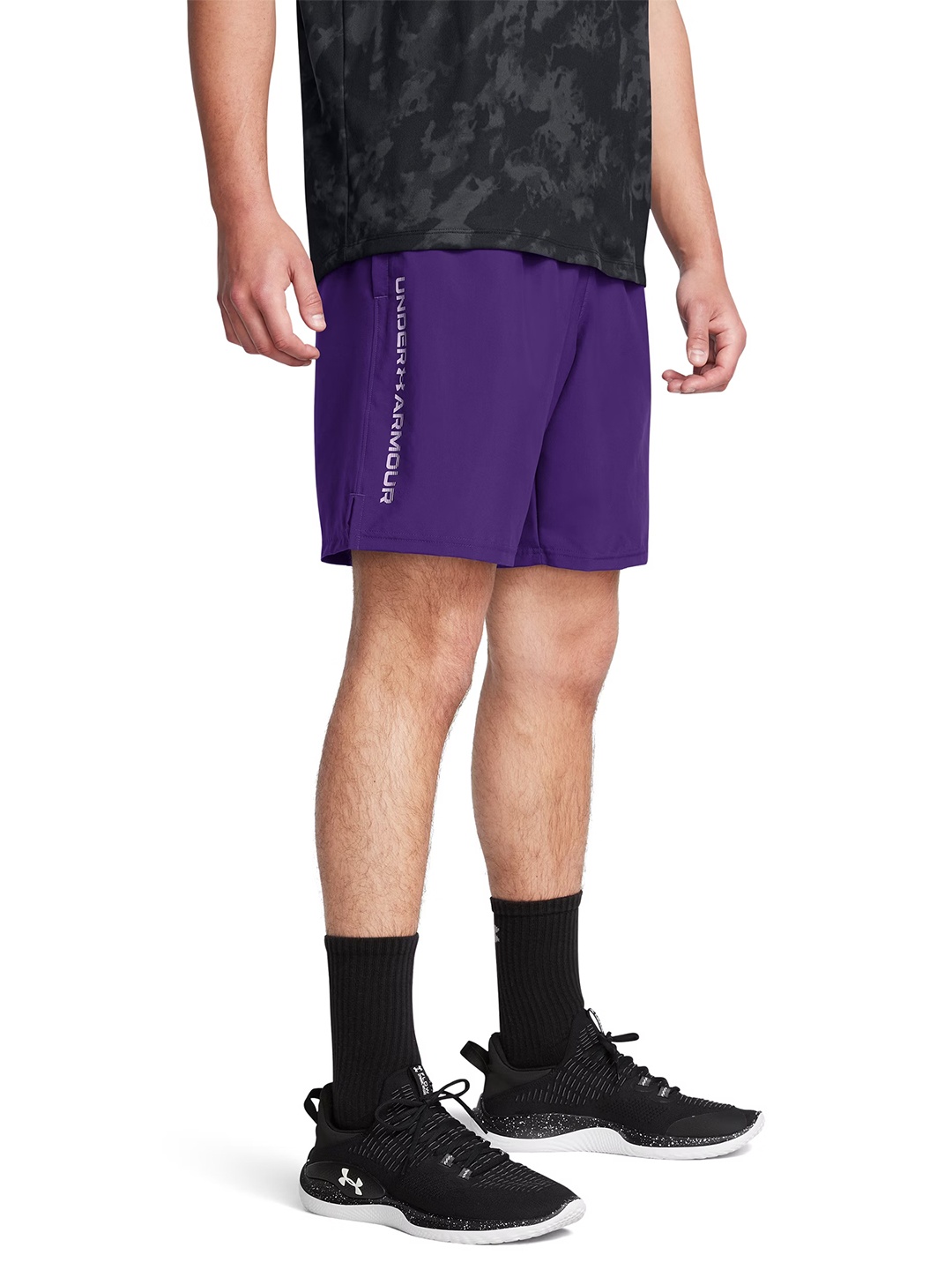 

UNDER ARMOUR Men UA Tech Typography Printed Loose Fit Training or Gym Sports Shorts, Purple