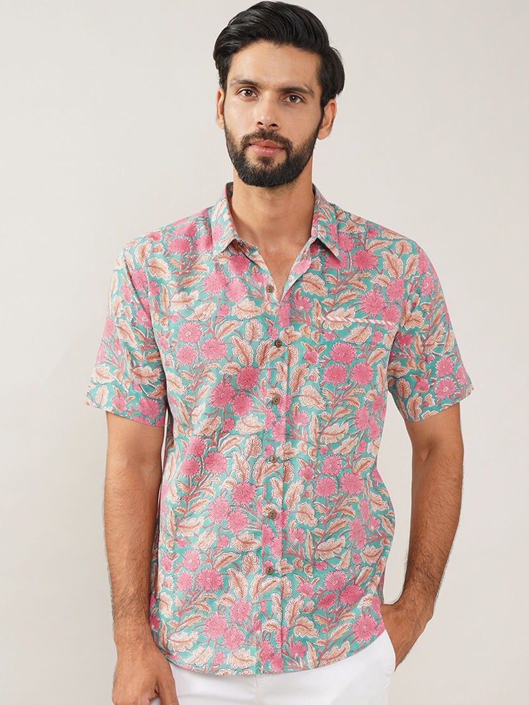 

JAYPORE Men Standard Opaque Floral Printed Casual Shirt, Blue