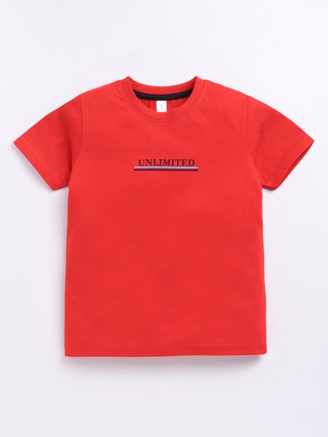 

Ginie Boys Typography Printed Cotton T-shirt, Red