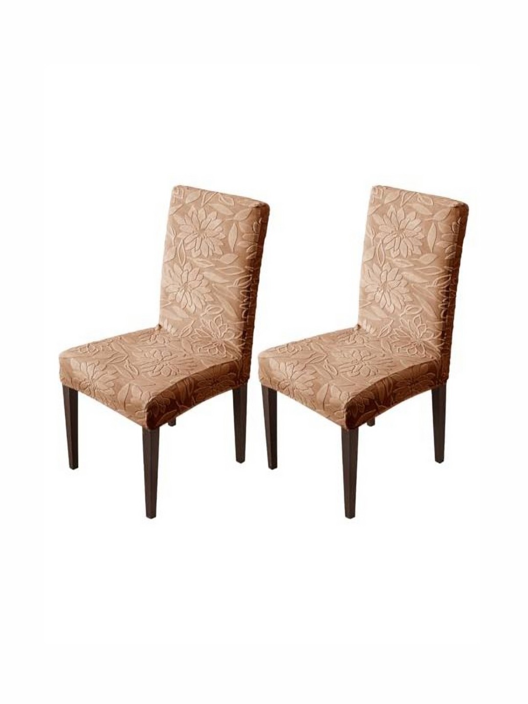 

HOUSE OF QUIRK Camel-Brown 2 Pieces Floral Dining Chair Covers