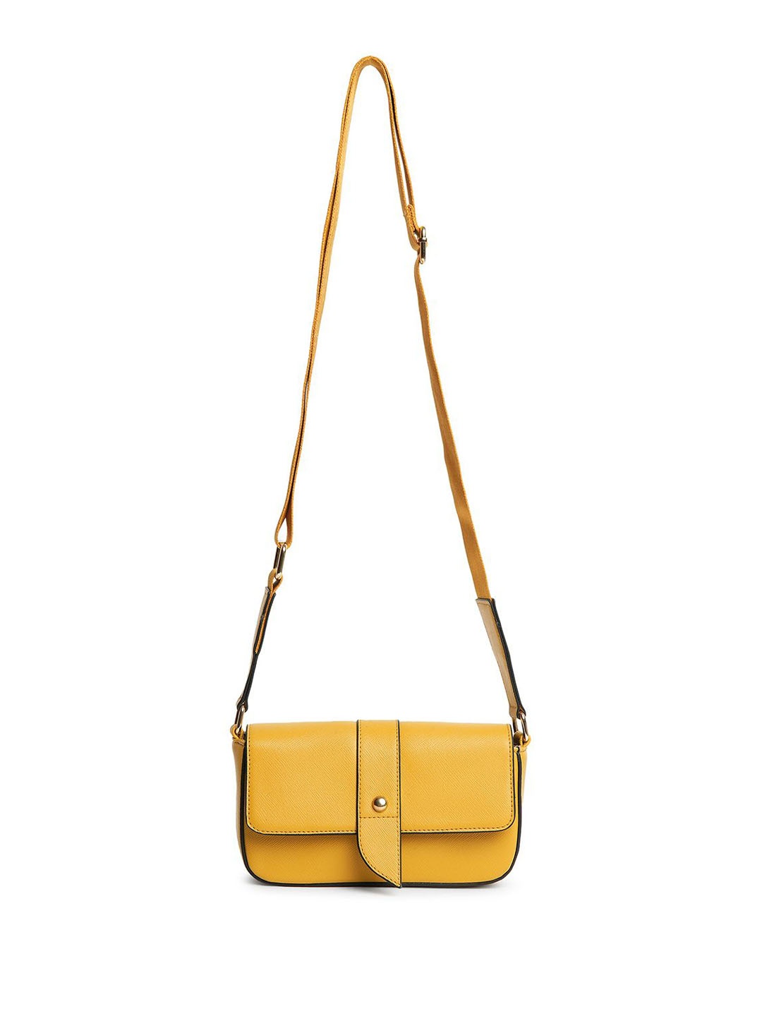 

DressBerry PU Structured Sling Bag, Mustard