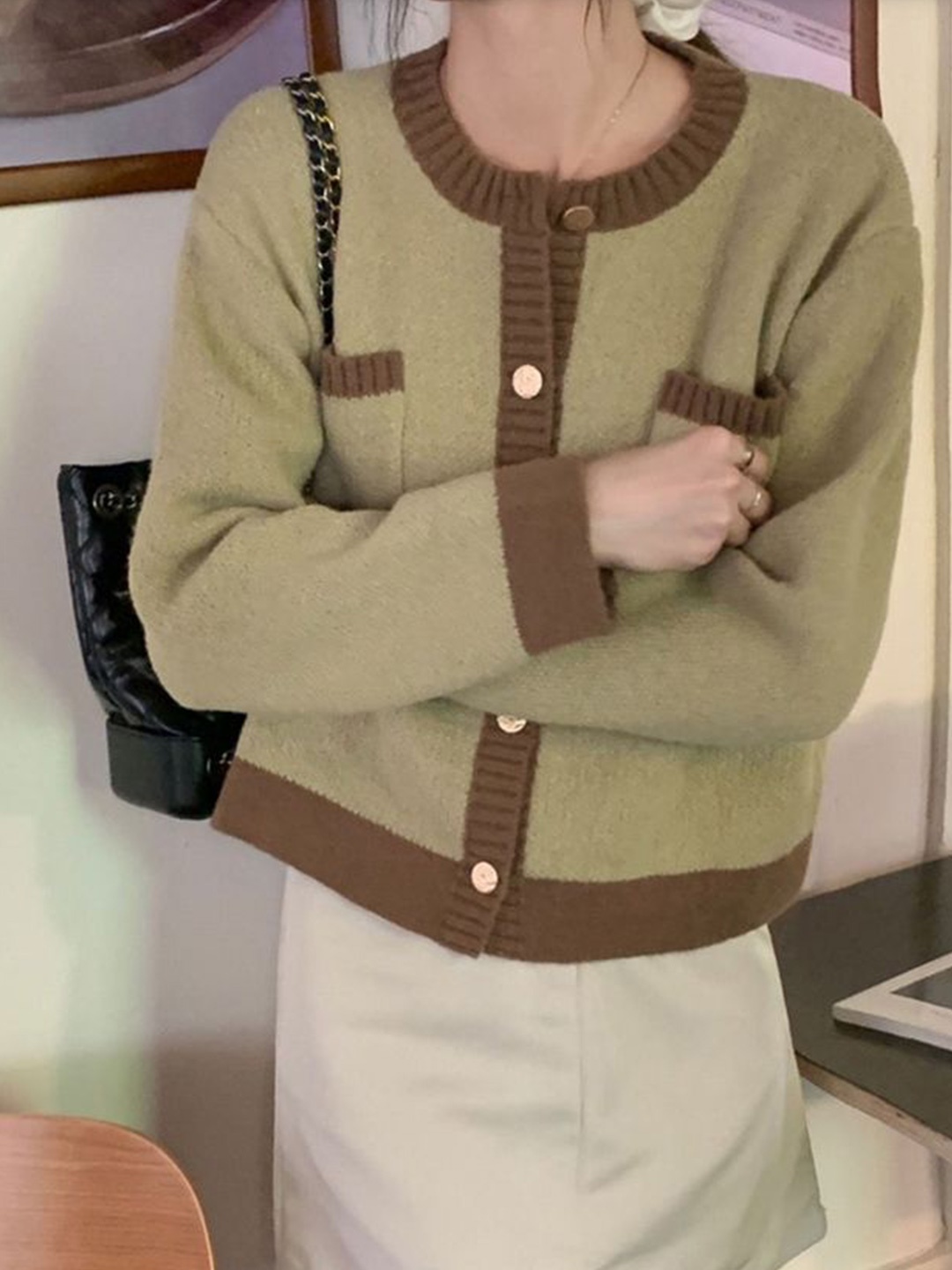 

LULU & SKY Women Round Neck Cardigan Sweaters, Green