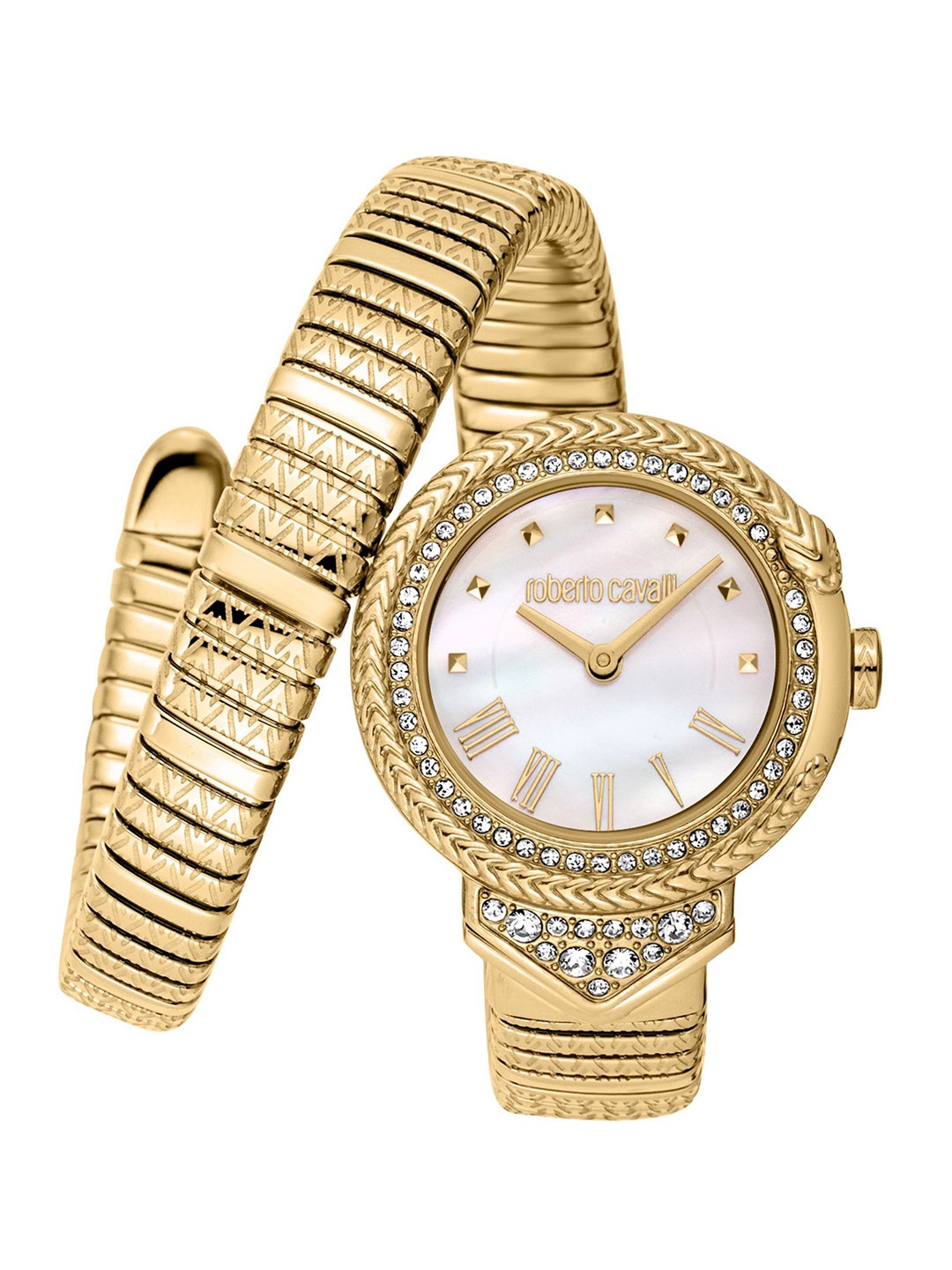 

Roberto Cavalli Women Mother of Pearl Dial & Stainless Steel Straps Analogue Watch RC5L075M0025, Gold