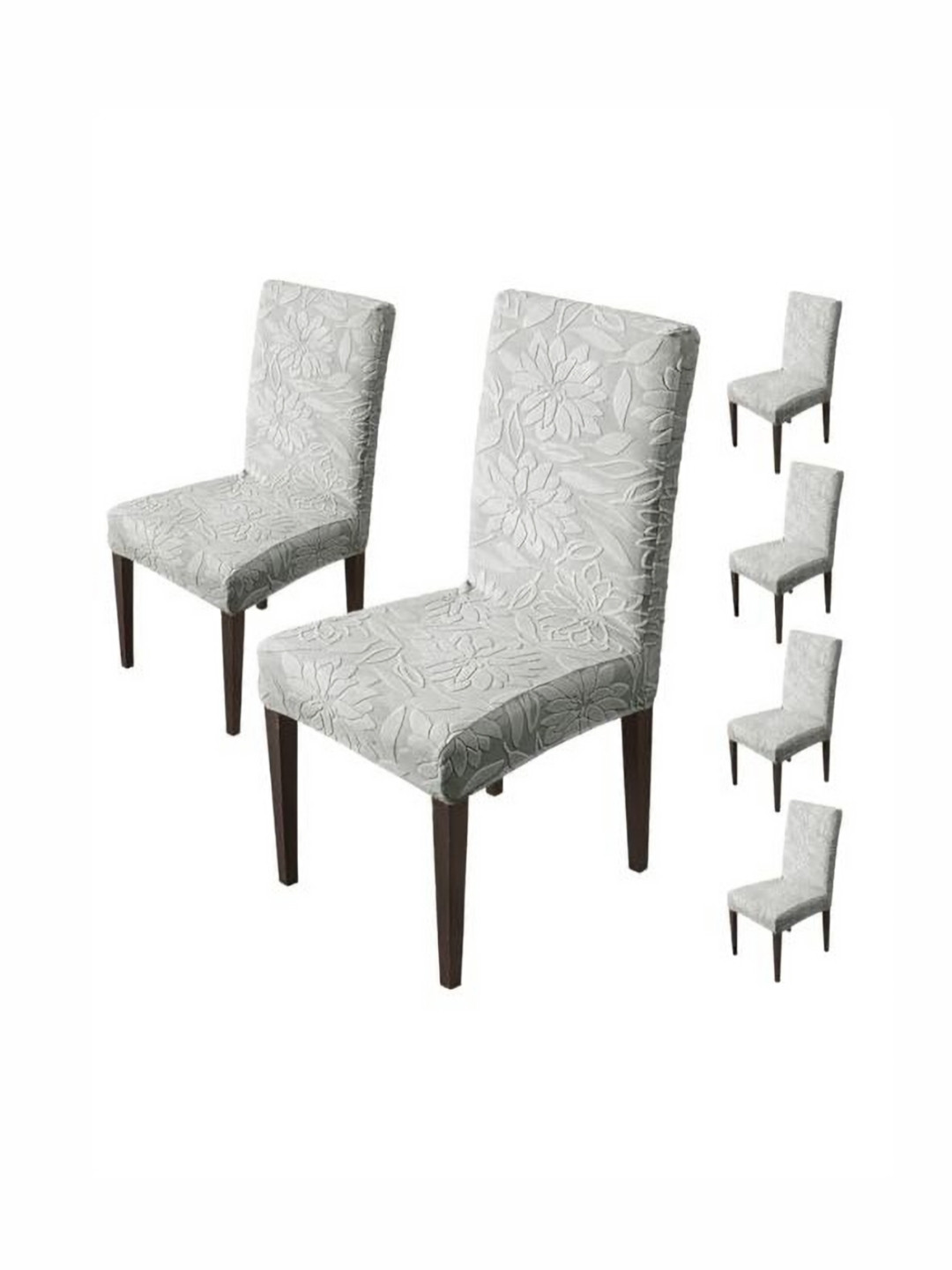 

HOUSE OF QUIRK Grey 6 Pieces Floral Dining Chair Covers