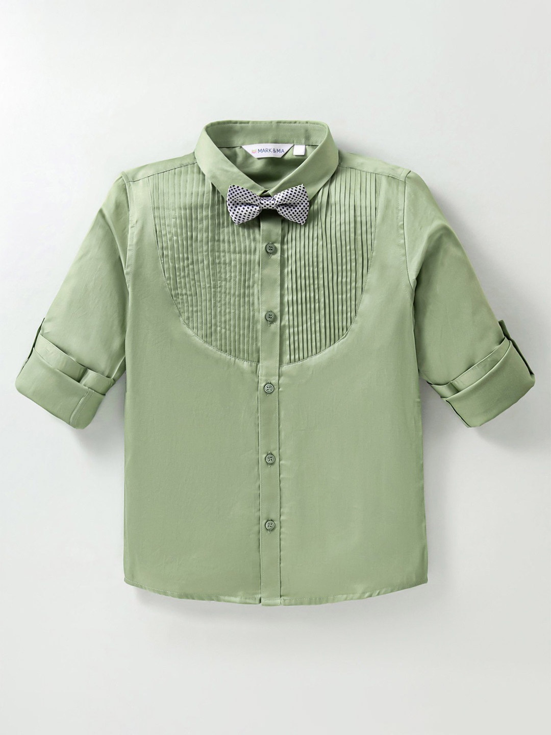 

Mark & Mia Boys Opaque Casual Shirt with Bow, Green