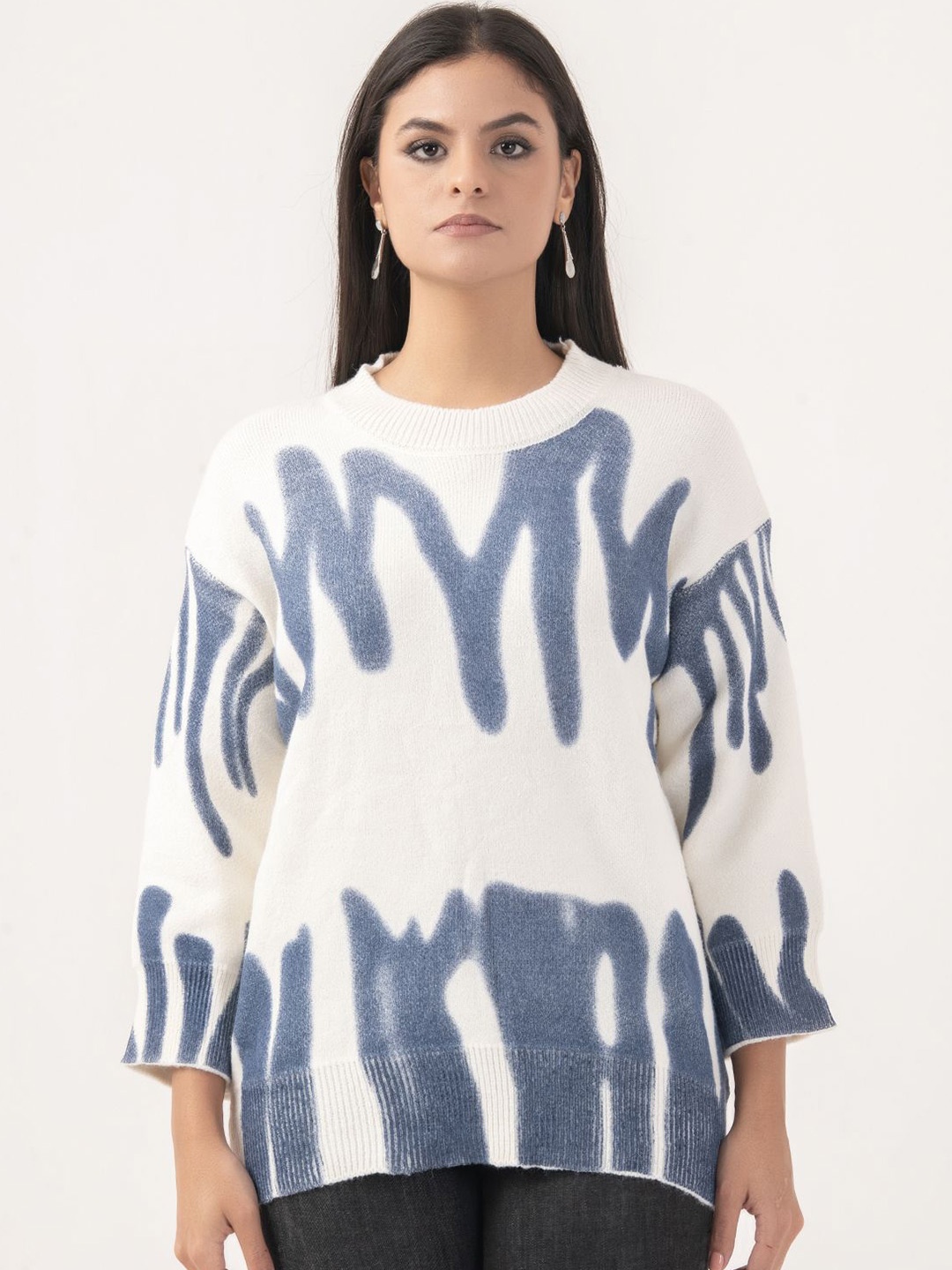 

Albion By CnM Women Printed Pullover Sweaters, Navy blue