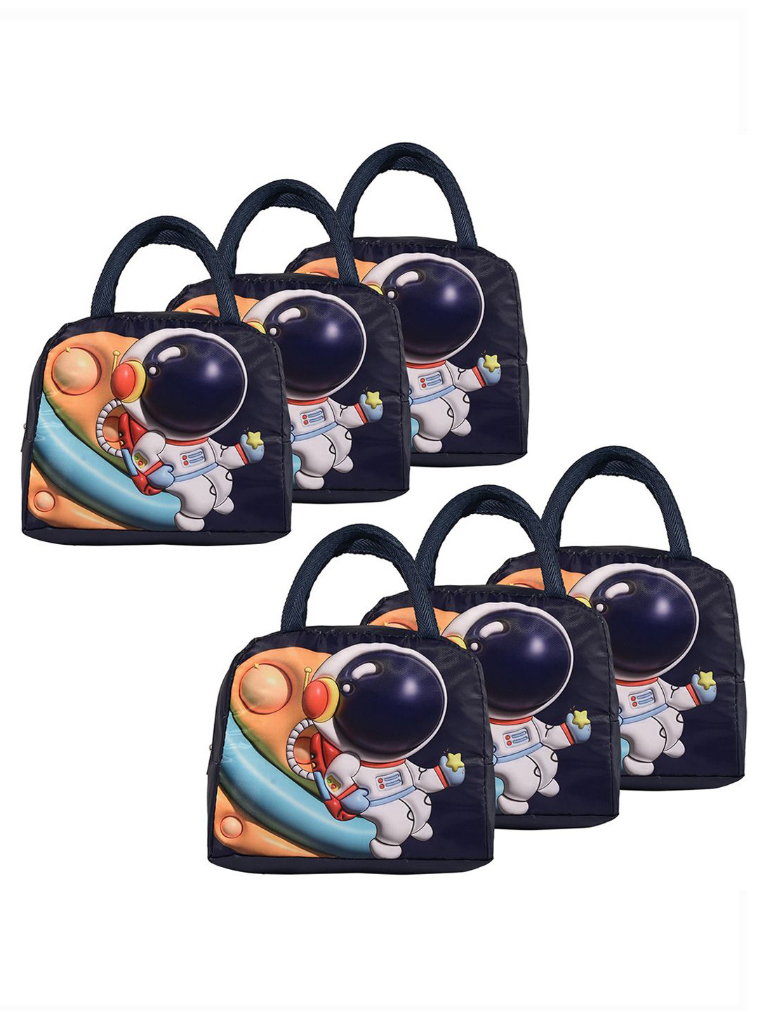 

Kuber Industries Set of 6 Other Prints Lunch bags Travel Accessory, Navy blue