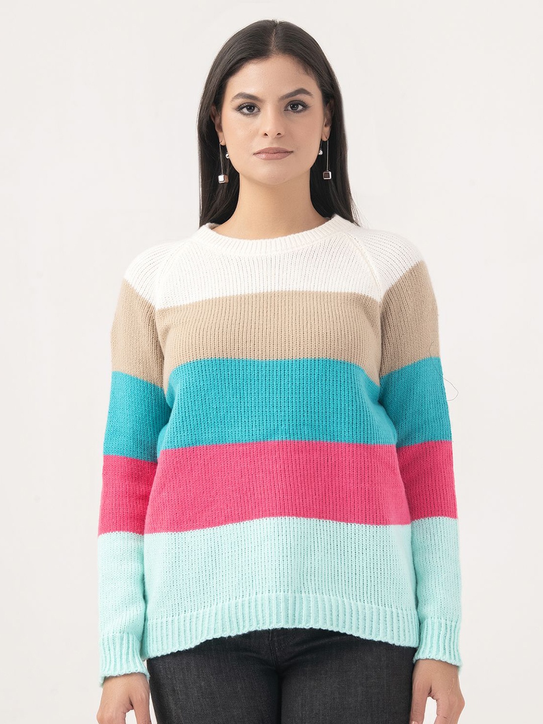 

Albion By CnM Women Striped Pullover Sweater, Cream