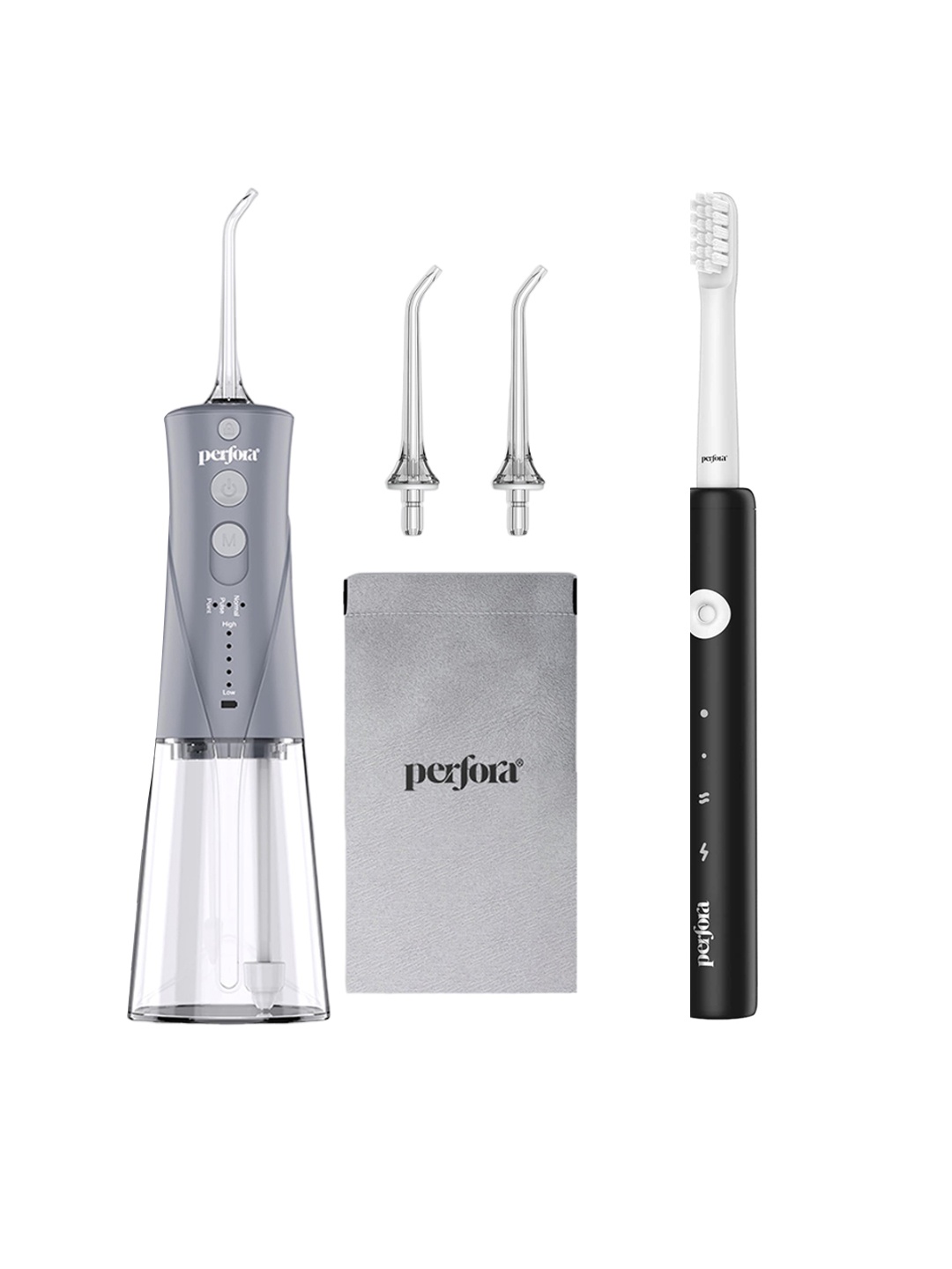 

Perfora Set of Power Water Dental Flosser & Electric Toothbrush, Grey