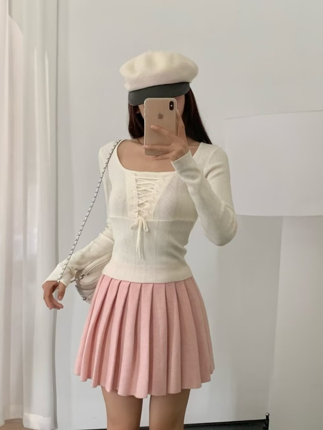 

LULU & SKY Knitted Skater Mini Skirt, Pink