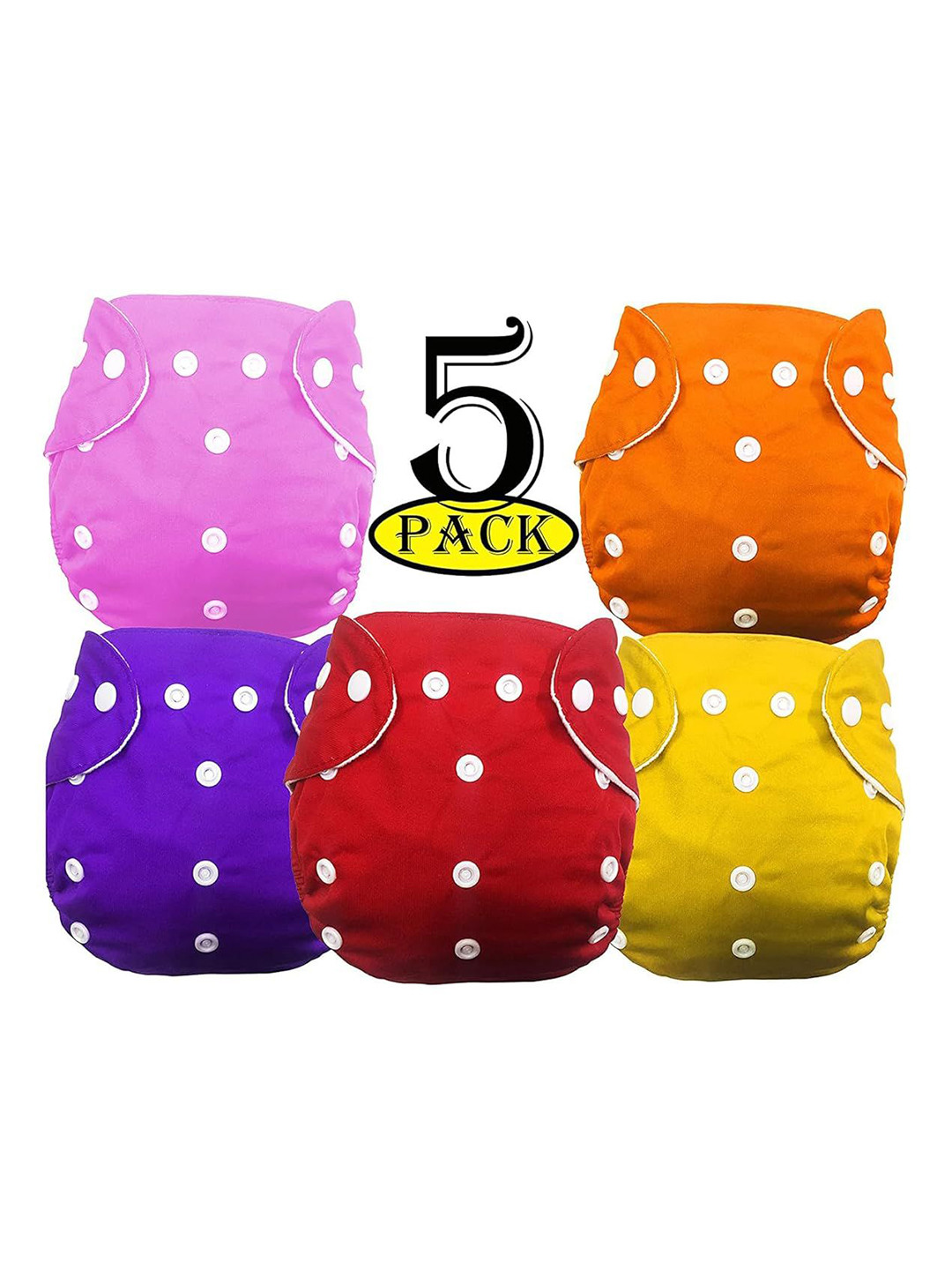 

Kritiu Infants Set Of 5 Reusable Waterproof Cloth Diaper, Pink