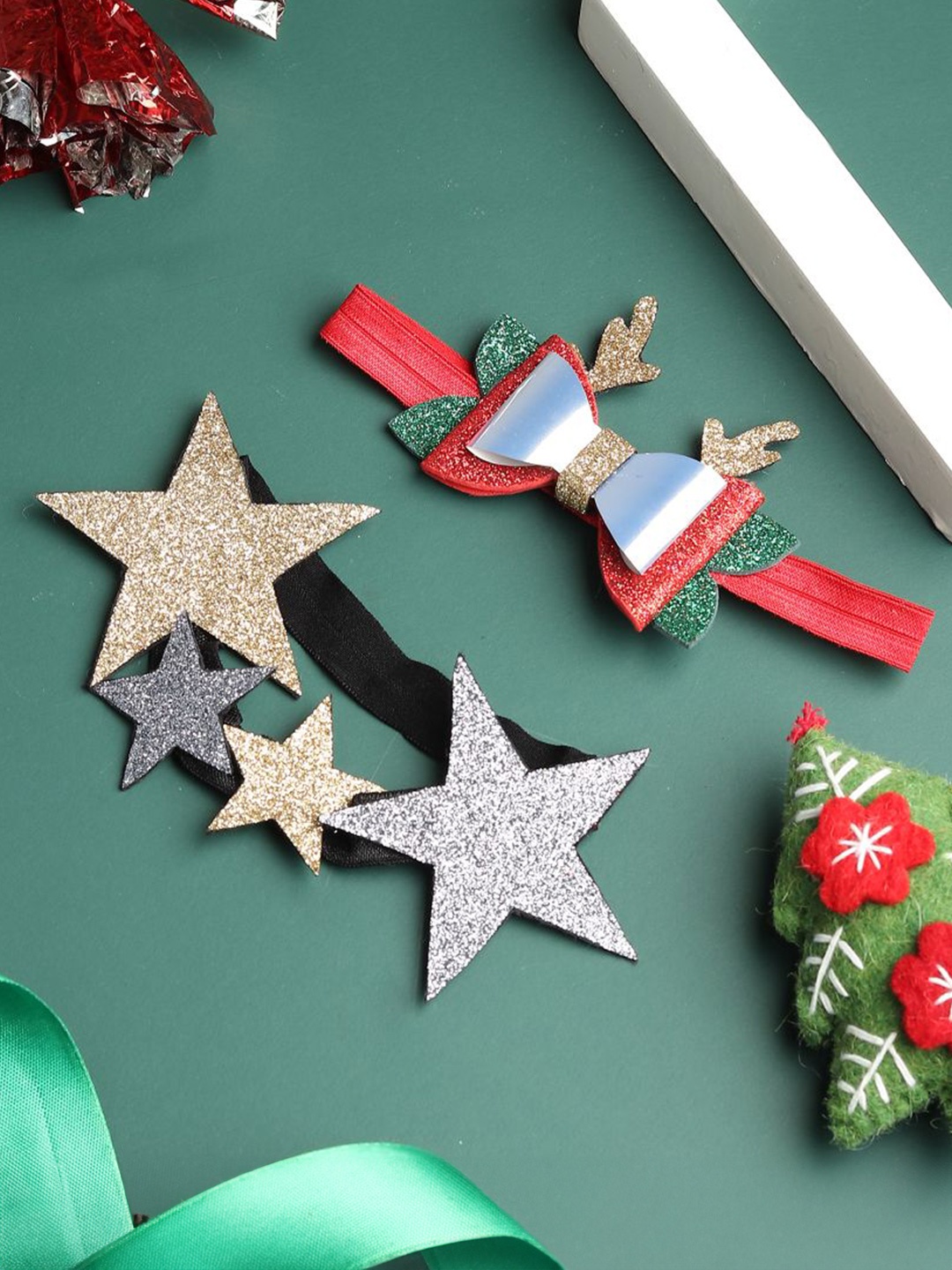 

TIPY TIPY TAP Set Of 2 Infants Star and Bow Headband- Multicolor, Red