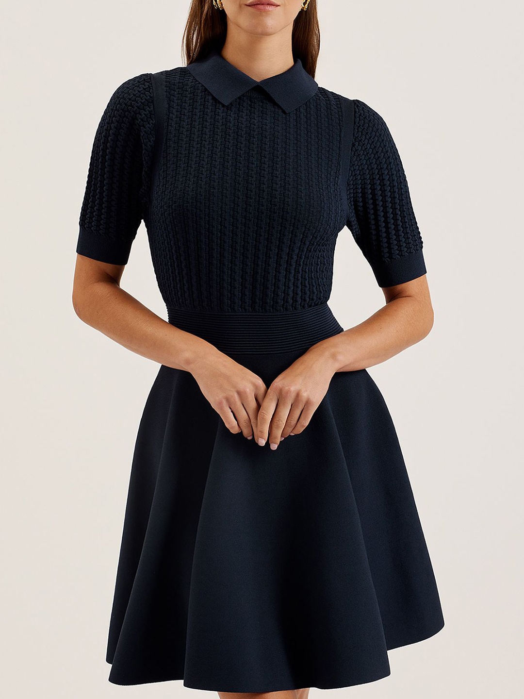 

Ted Baker Shirt Collar Fit & Flare Dress, Black