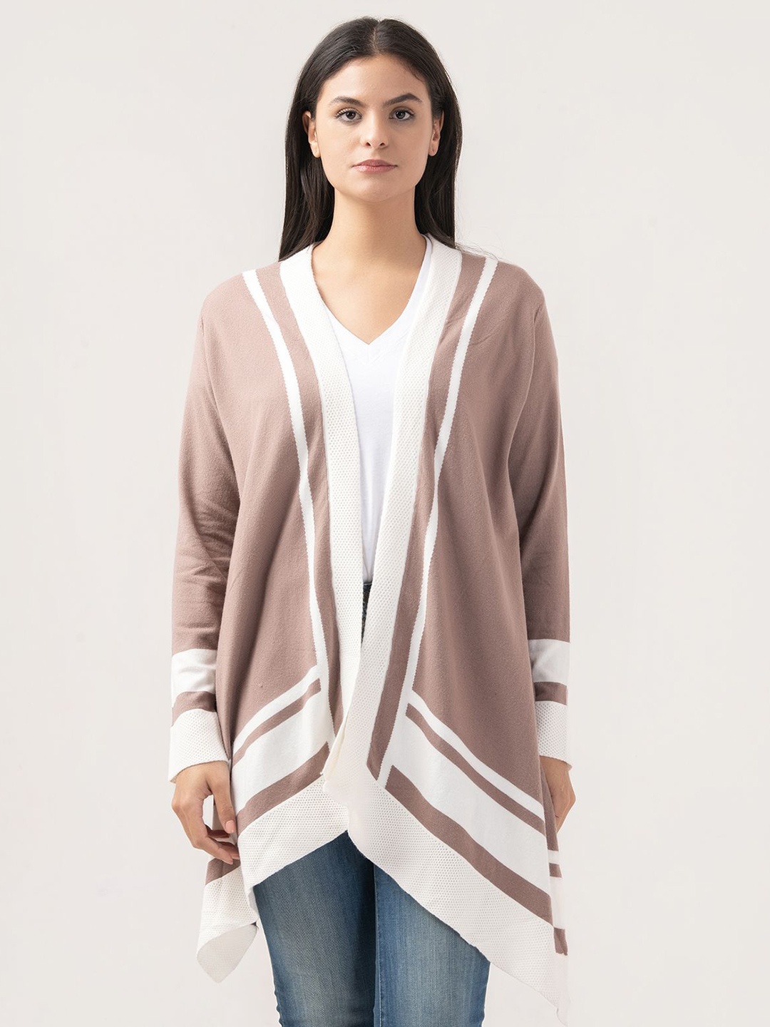 

Albion By CnM Women Shawl Collar Longline Poncho Sweater, Beige