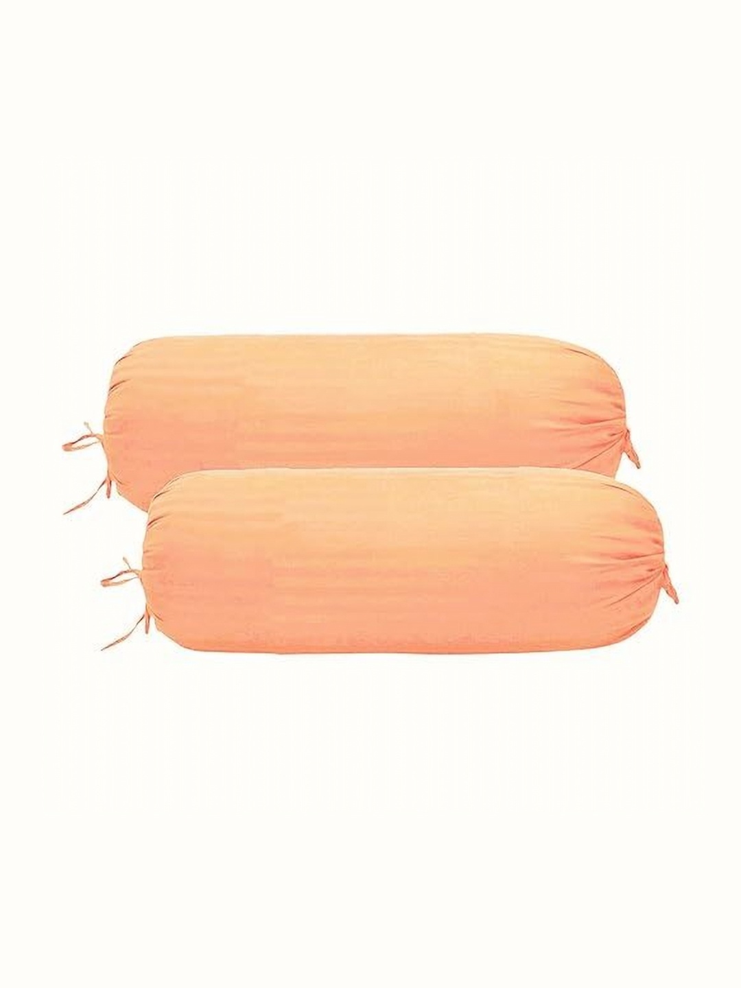 

Trance Home Linen Peach Colored 2 Pieces Striped Pure Cotton 200TC Bolster Covers