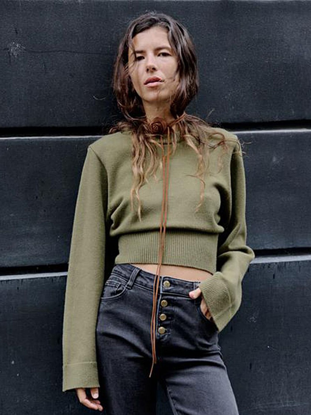 

LULU & SKY Women Round Neck Pullover, Green