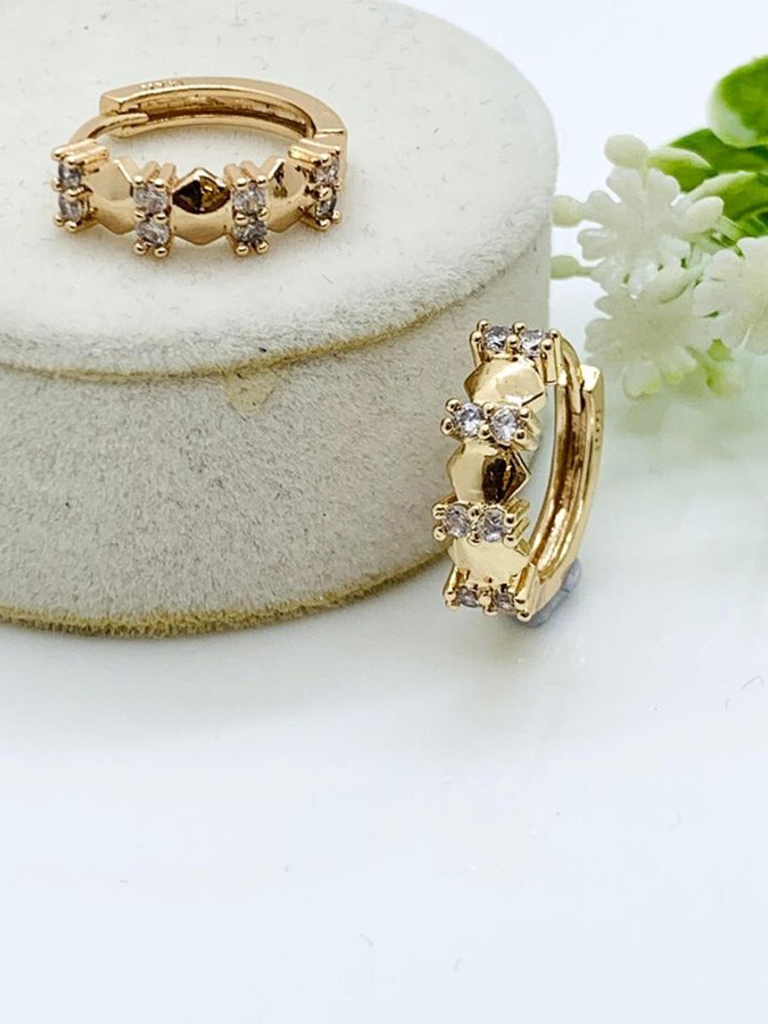 

Wynona Gold-Plated Contemporary AD Hoop Earrings