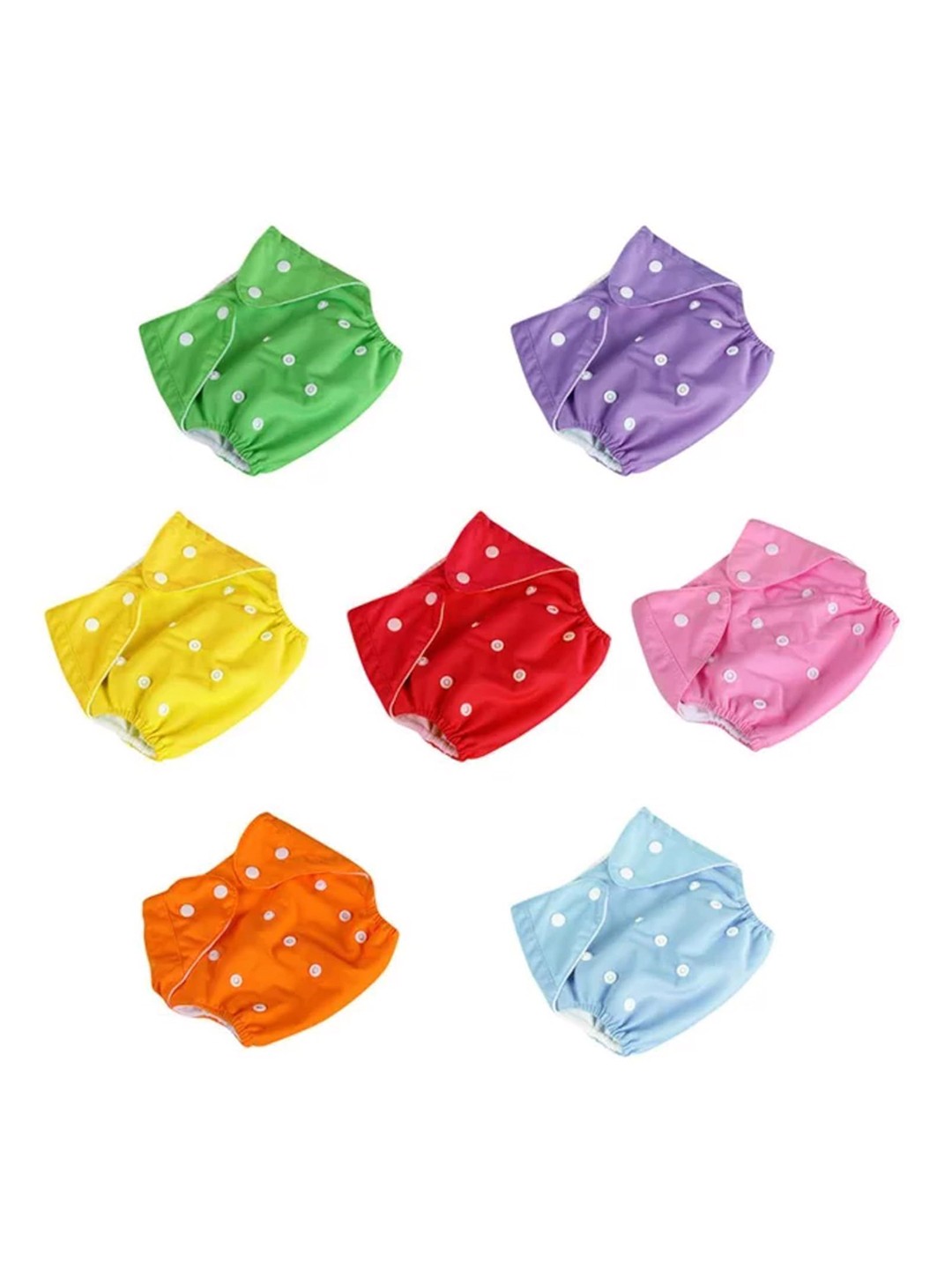 

Kritiu Kids Set Of 7 Reusable Waterproof Skin Friendly Cloth Diaper With Insert Pads, Green