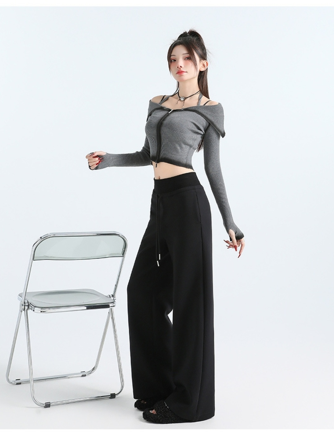 

LULU & SKY Women Loose Fit Wide Leg Trousers, Black