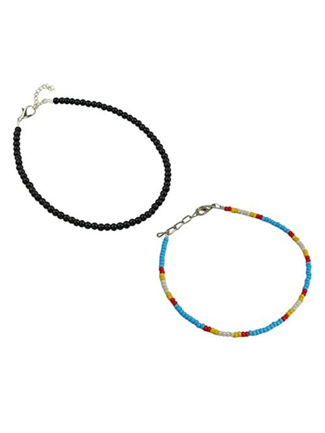 

HIGH TRENDZ Women Set of 2 Anklets, Black