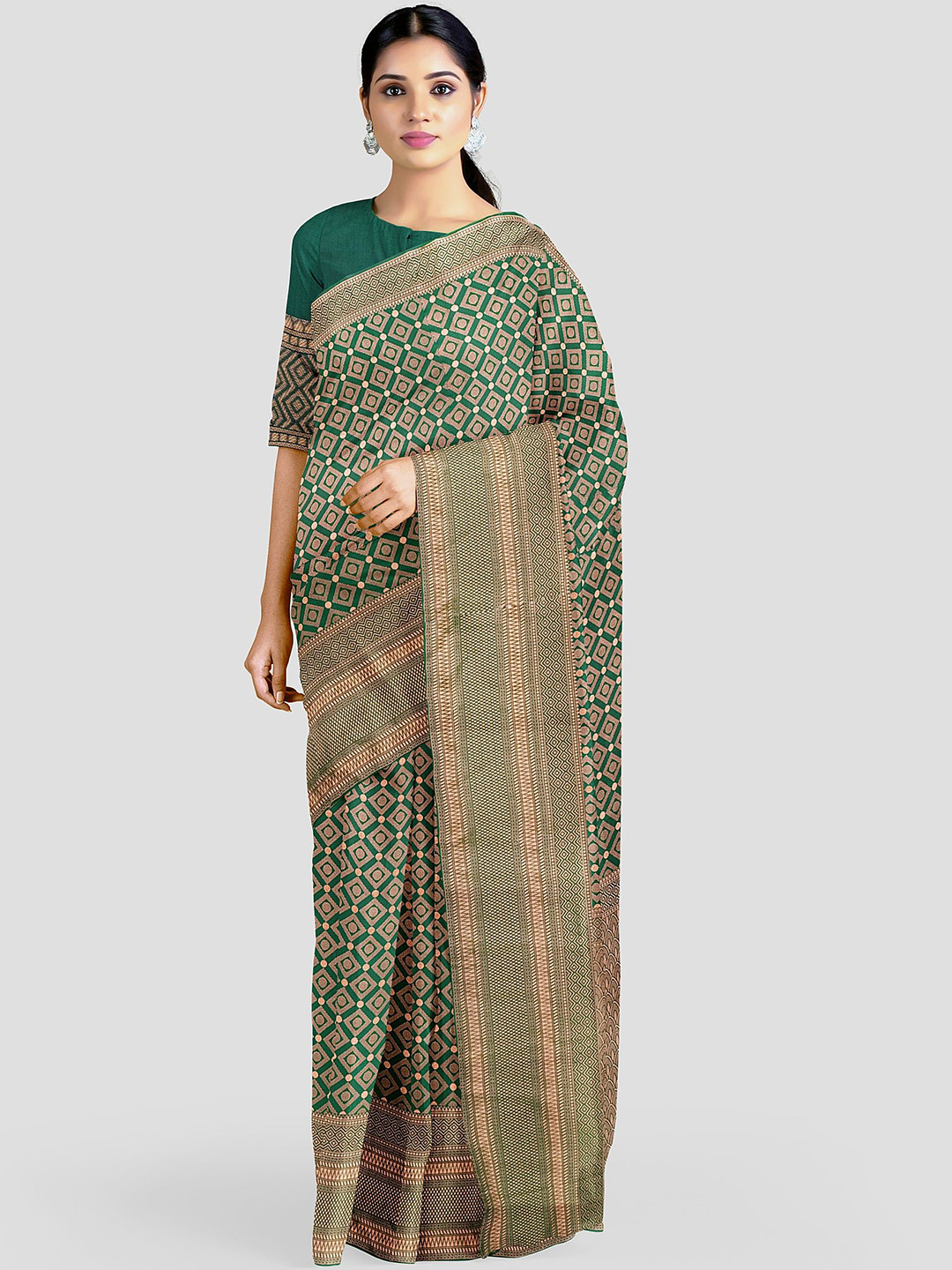

Visit Wear Woven Design Zari Banarasi Saree, Green