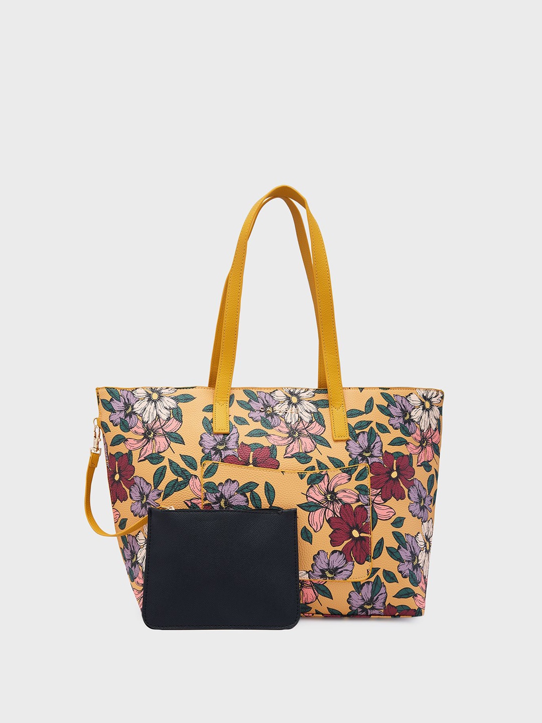 

Caprese Women Vanessa Floral Printed Shopper Tote Bag, Yellow