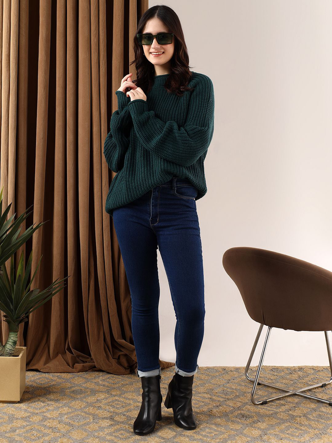 

Stylecast X Kotty Women Round Neck Pullover, Green