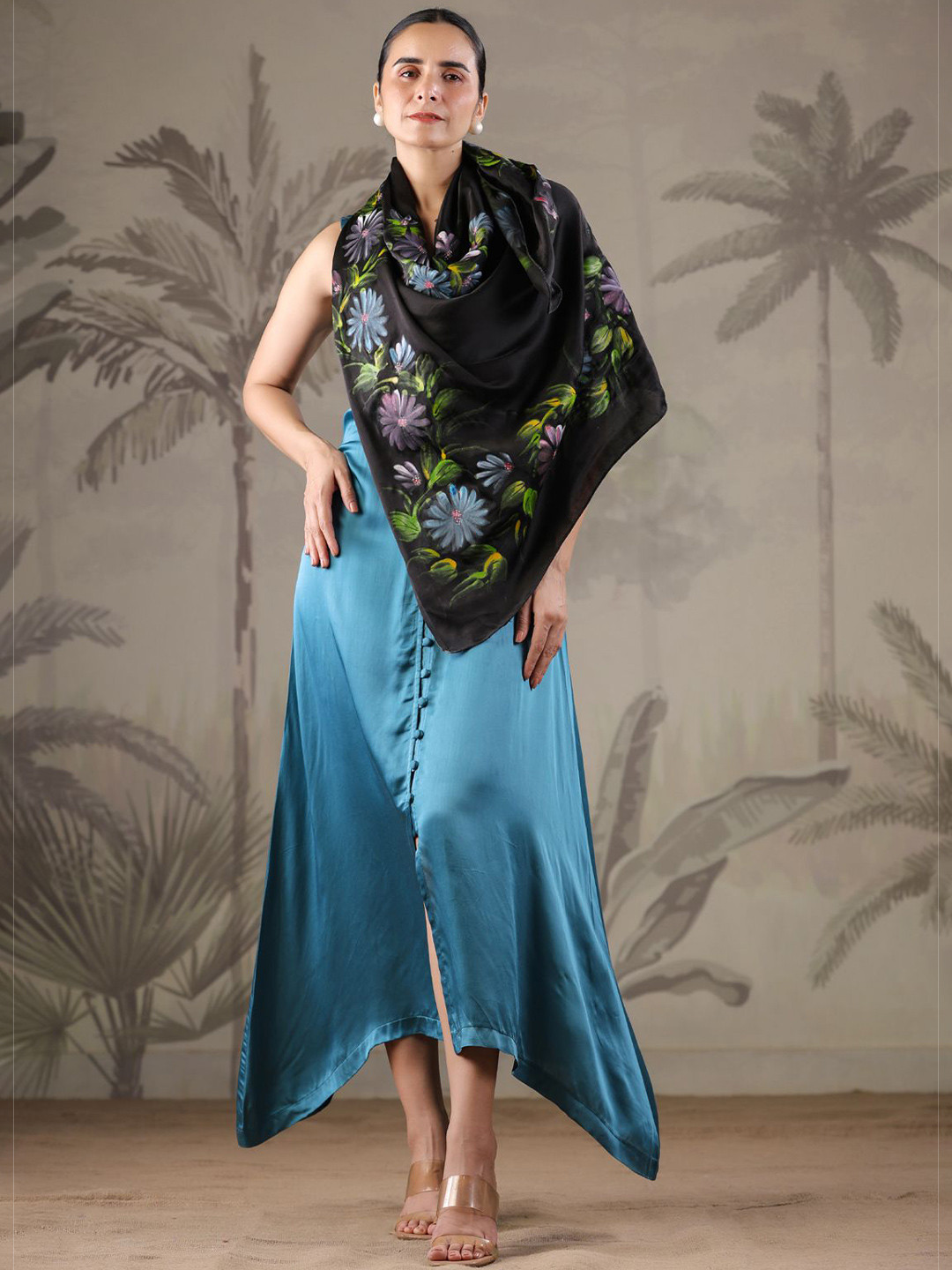 

Geroo Luxe Satin Maxi Dress, Teal