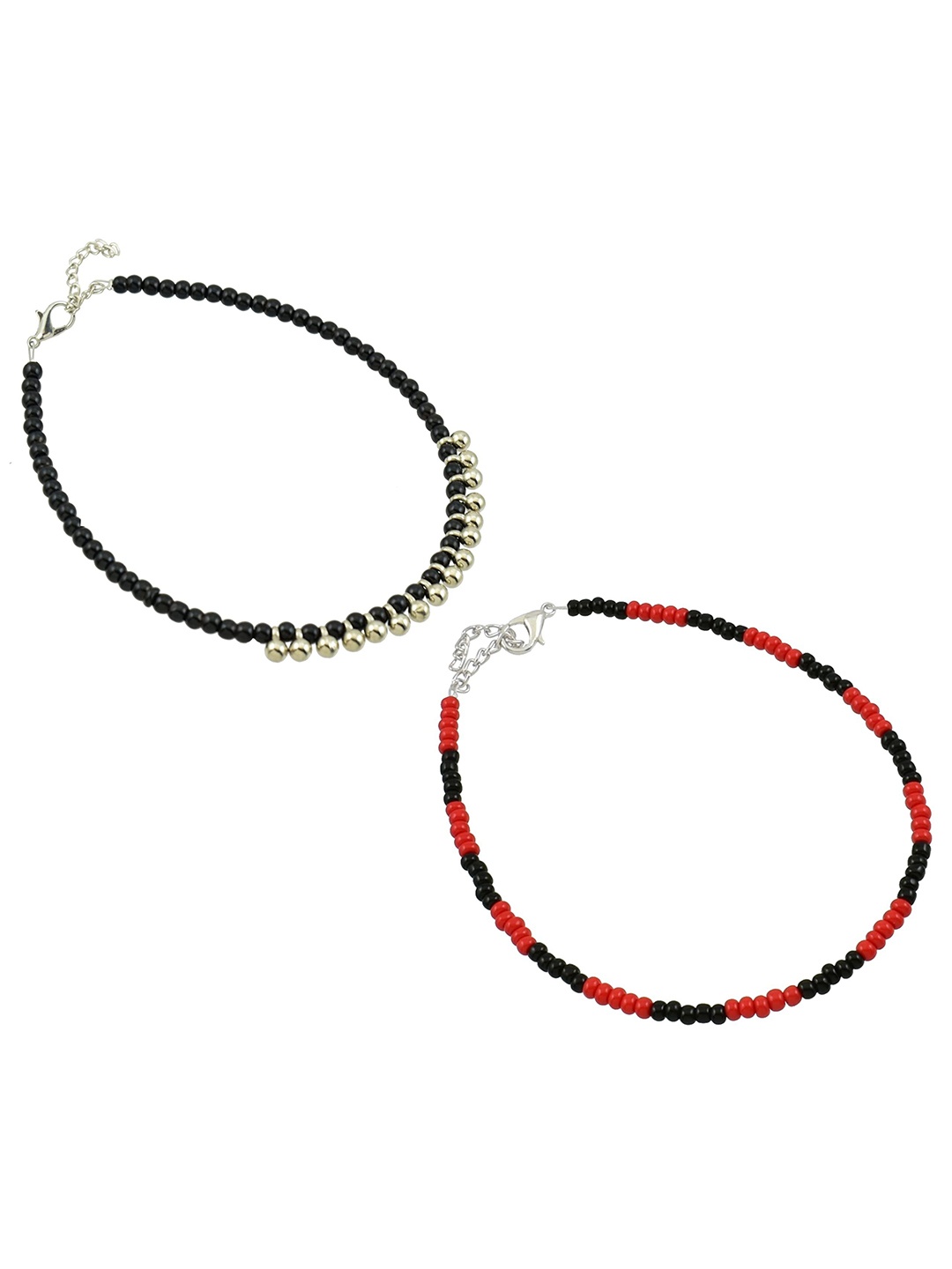 

HIGH TRENDZ Women Set of 2 Anklets, Black