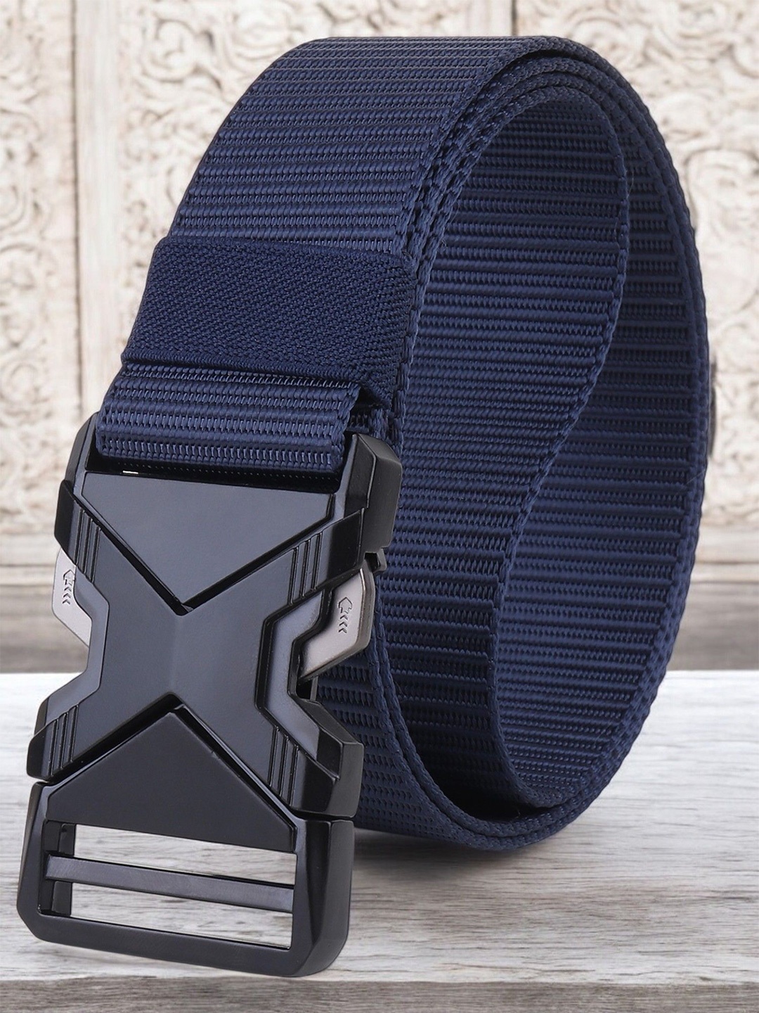 

glitchez Men Textured Belt, Blue