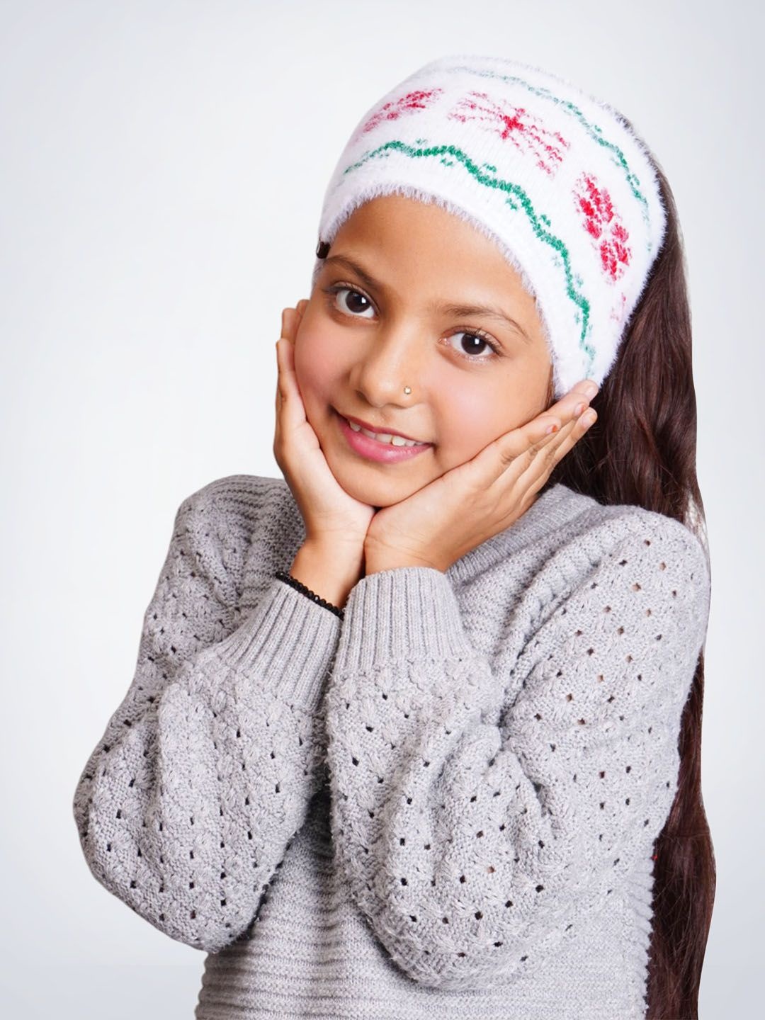 

Bharatasya Girls Knitted Headband, White