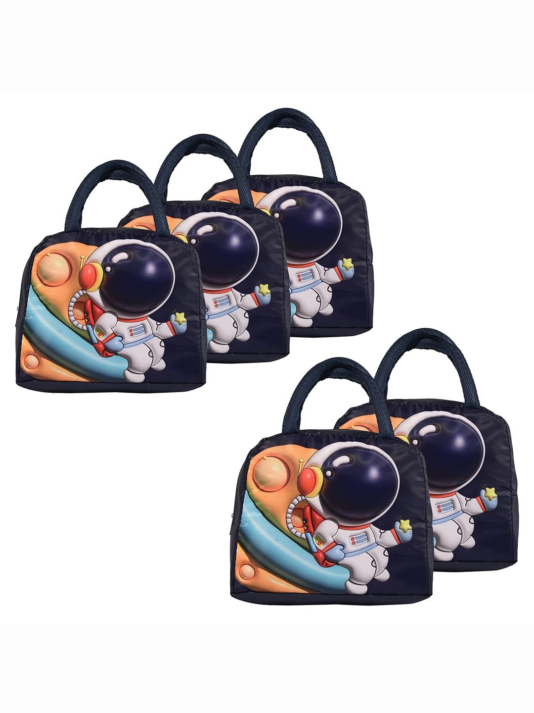 

Kuber Industries Set of 5 Other Prints Lunch Bags Travel Accessory, Navy blue