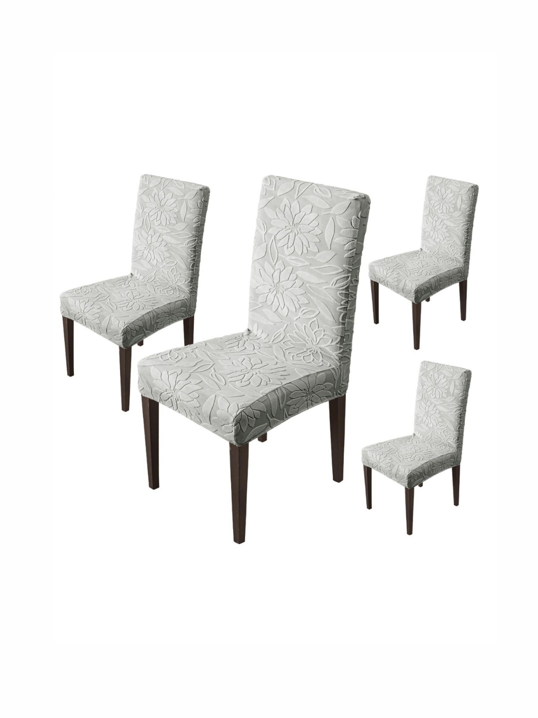 

HOUSE OF QUIRK Grey 4 Pieces Floral Removable Chair Covers