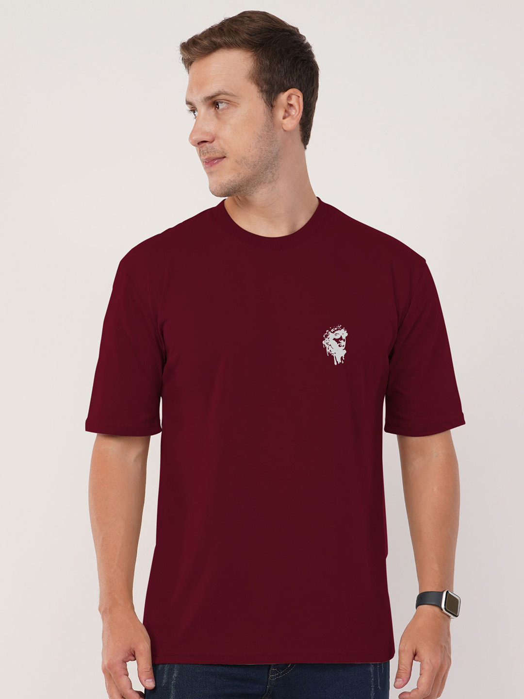 

AUSK Front & Back Printed Half Sleeve Round Neck Tshirt, Maroon