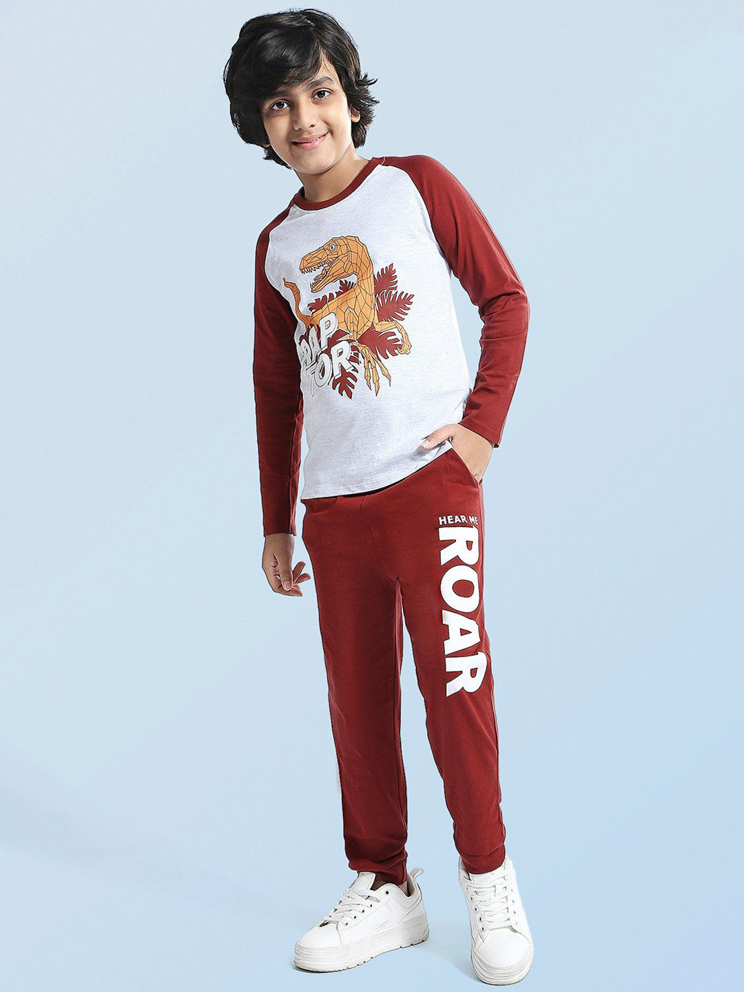 

Honeyhap Boys Pure Cotton Printed Night suit, White