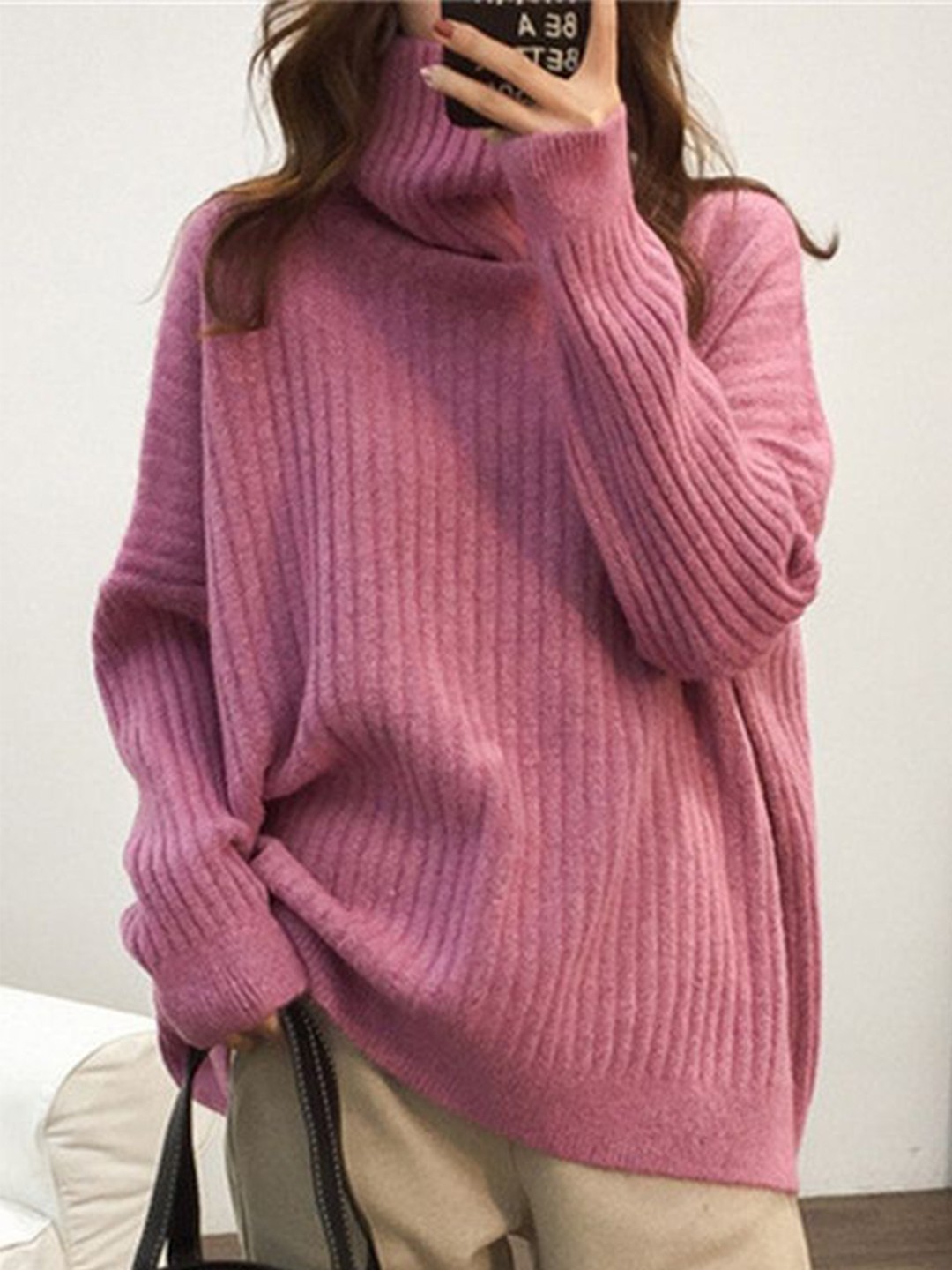 

LULU & SKY Women Turtle Neck Pullover, Pink