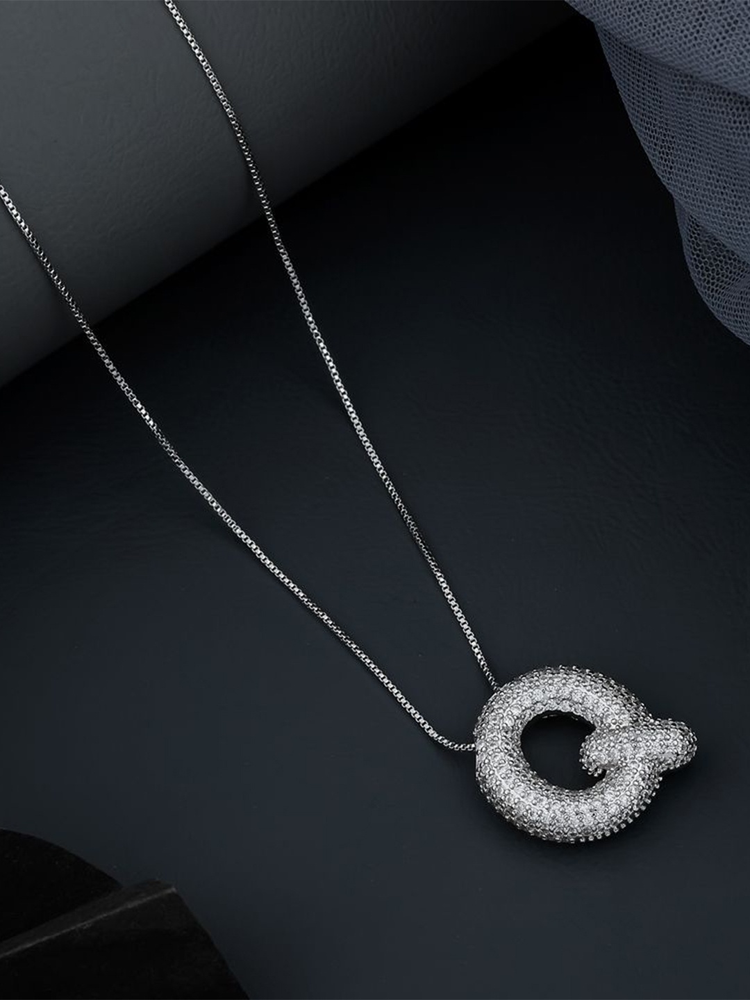 

SKY SHOPPERS Unisex Silver-Plated Cubic Zirconia Studded Chain