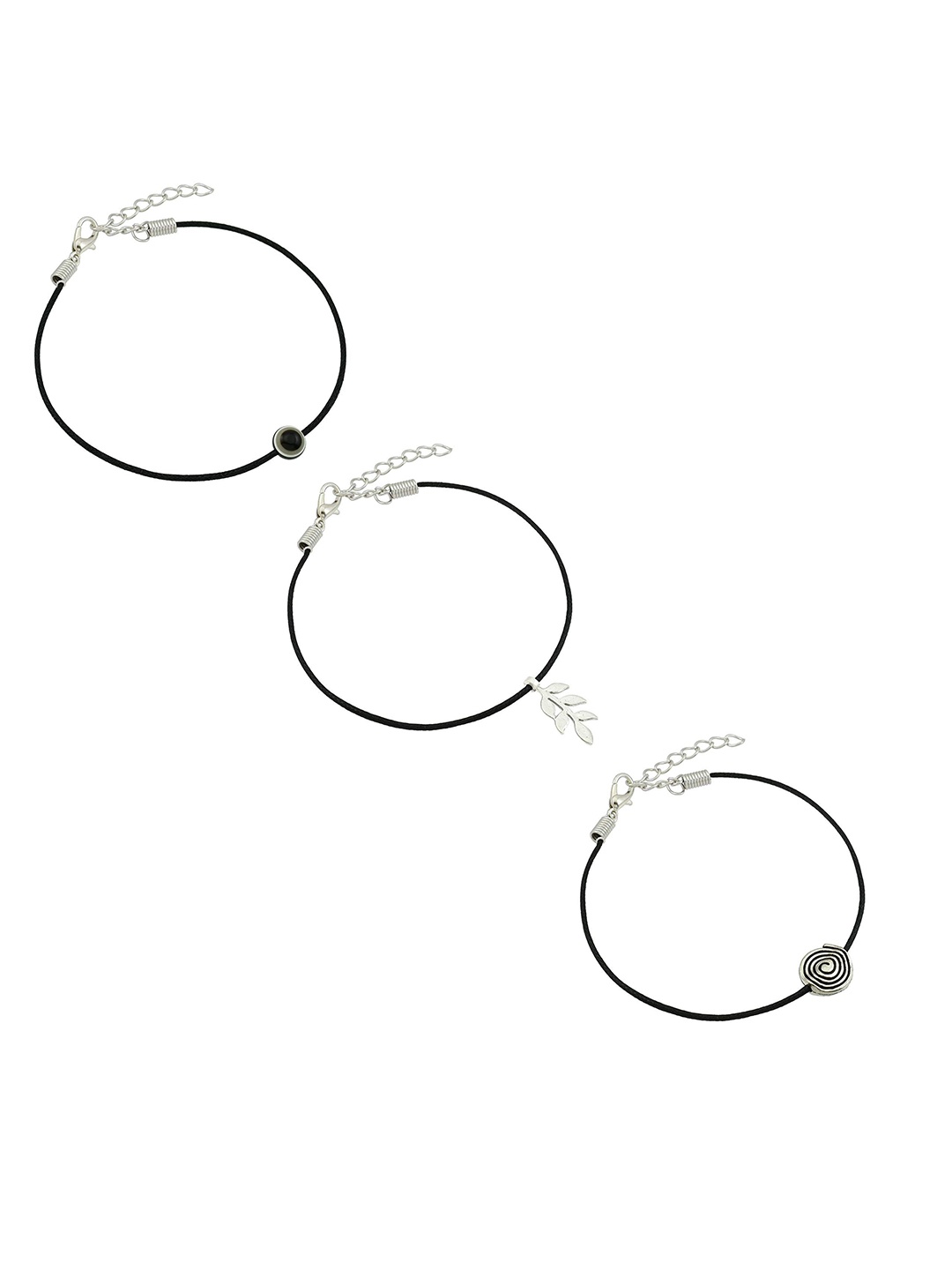 

HIGH TRENDZ Women Set of 3 Anklets, Black