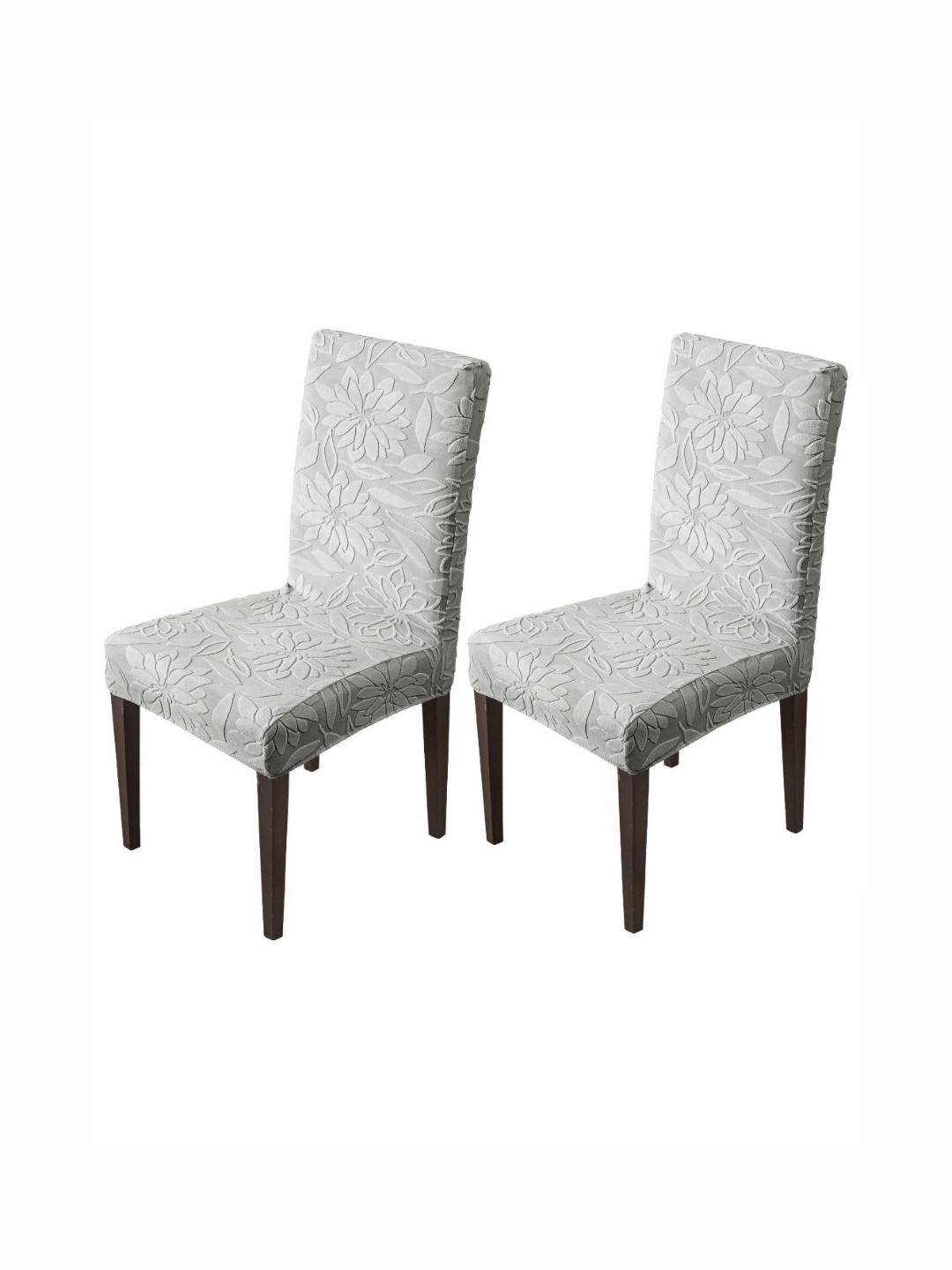 

HOUSE OF QUIRK Grey 2 Pieces Floral Removable Chair Covers