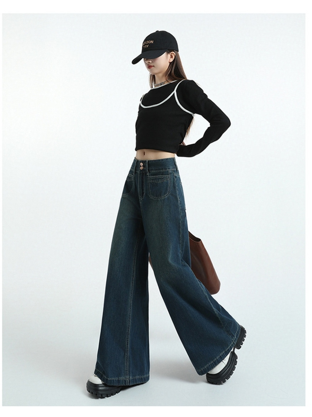 

LULU & SKY Women Wide Leg High-Rise Light Fade Jeans, Blue