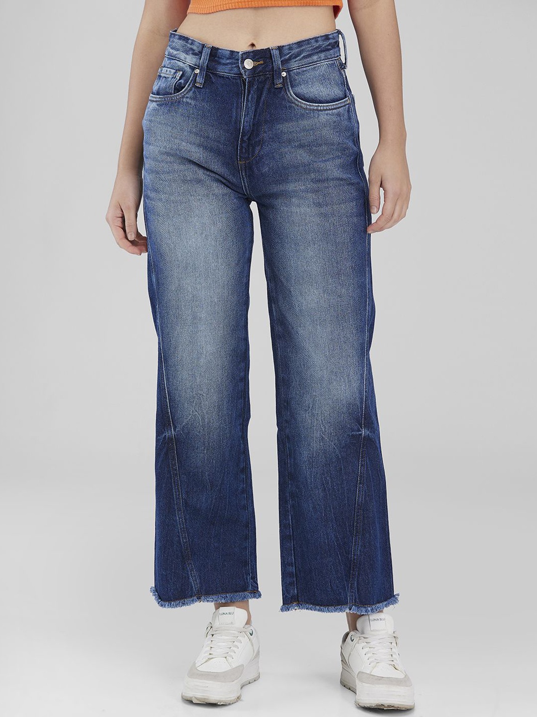 

IZEL Women Wide Leg Light Fade Jeans, Blue