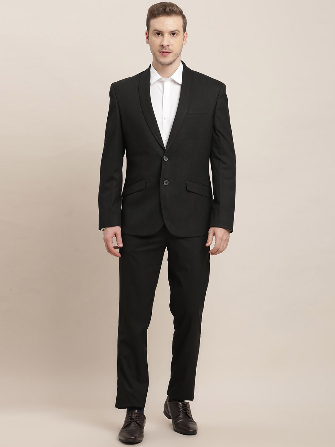 

Turtle Men Tailored Fit Single-Breasted Two-Piece Suit, Black