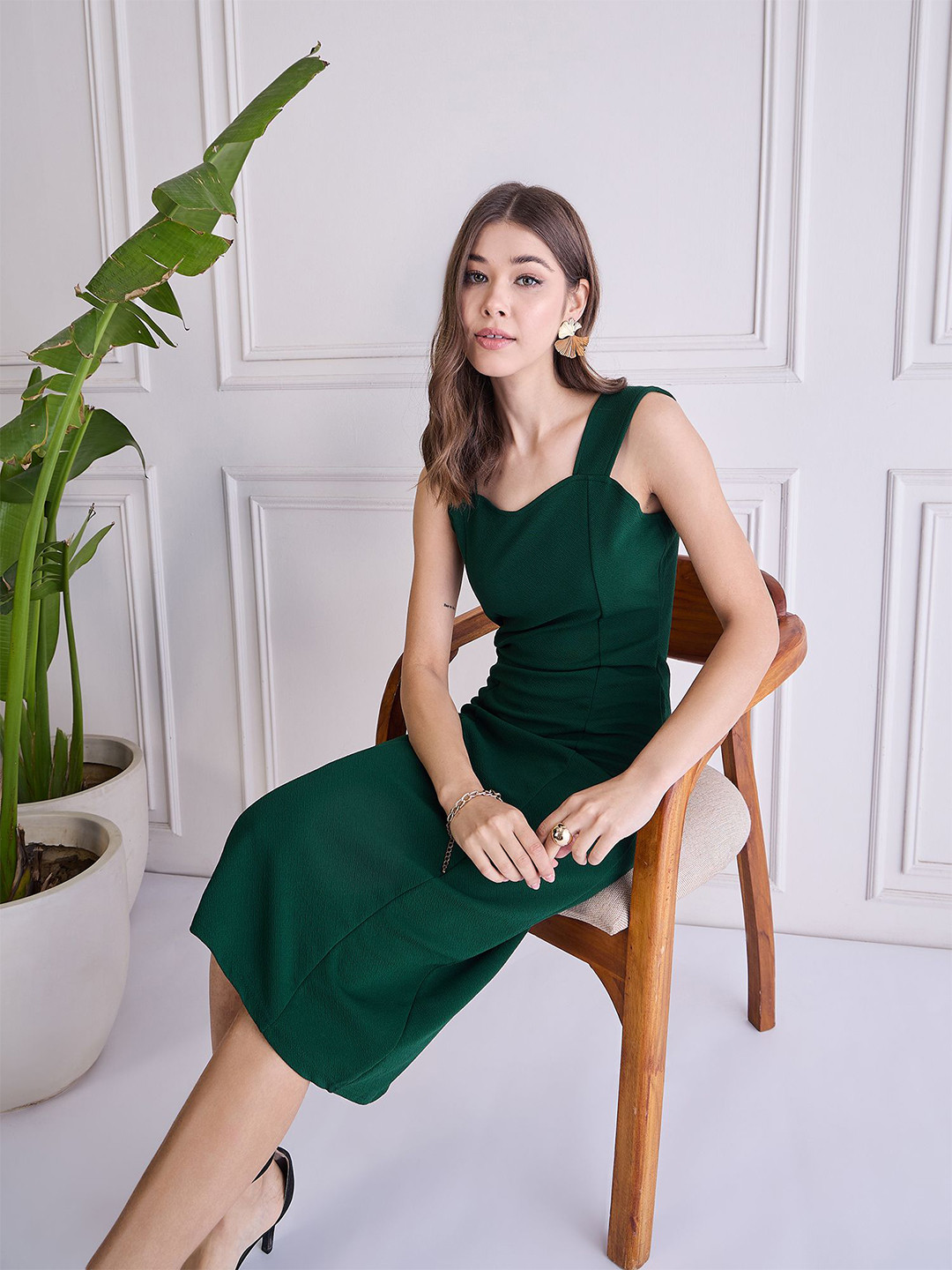 

WESTHOOD Women Shoulder Straps Bodycon Dress, Green